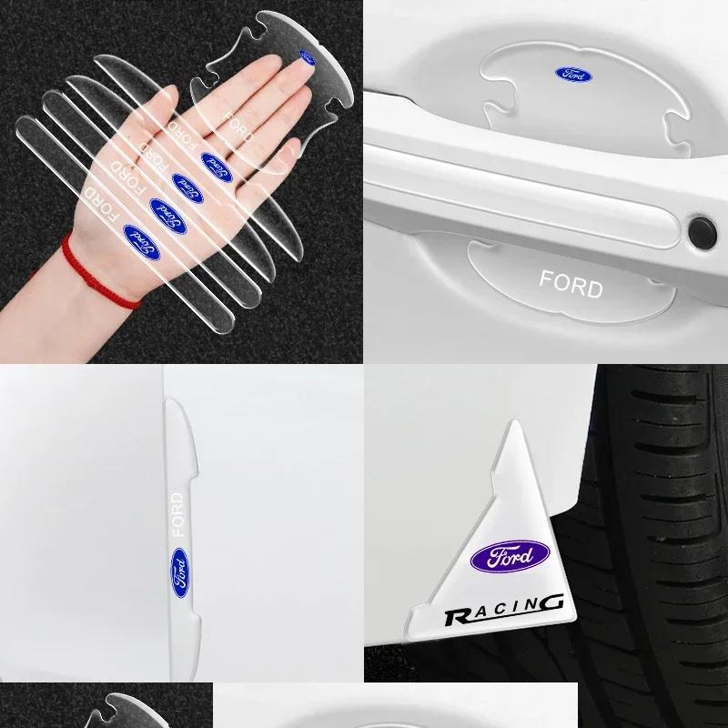 New 2026 Car Sticker Ford New 2025 Hot 4pc Car Door Edge Door Handle Door Corner Protection Film Sticker For Ford Mustang Kuga F