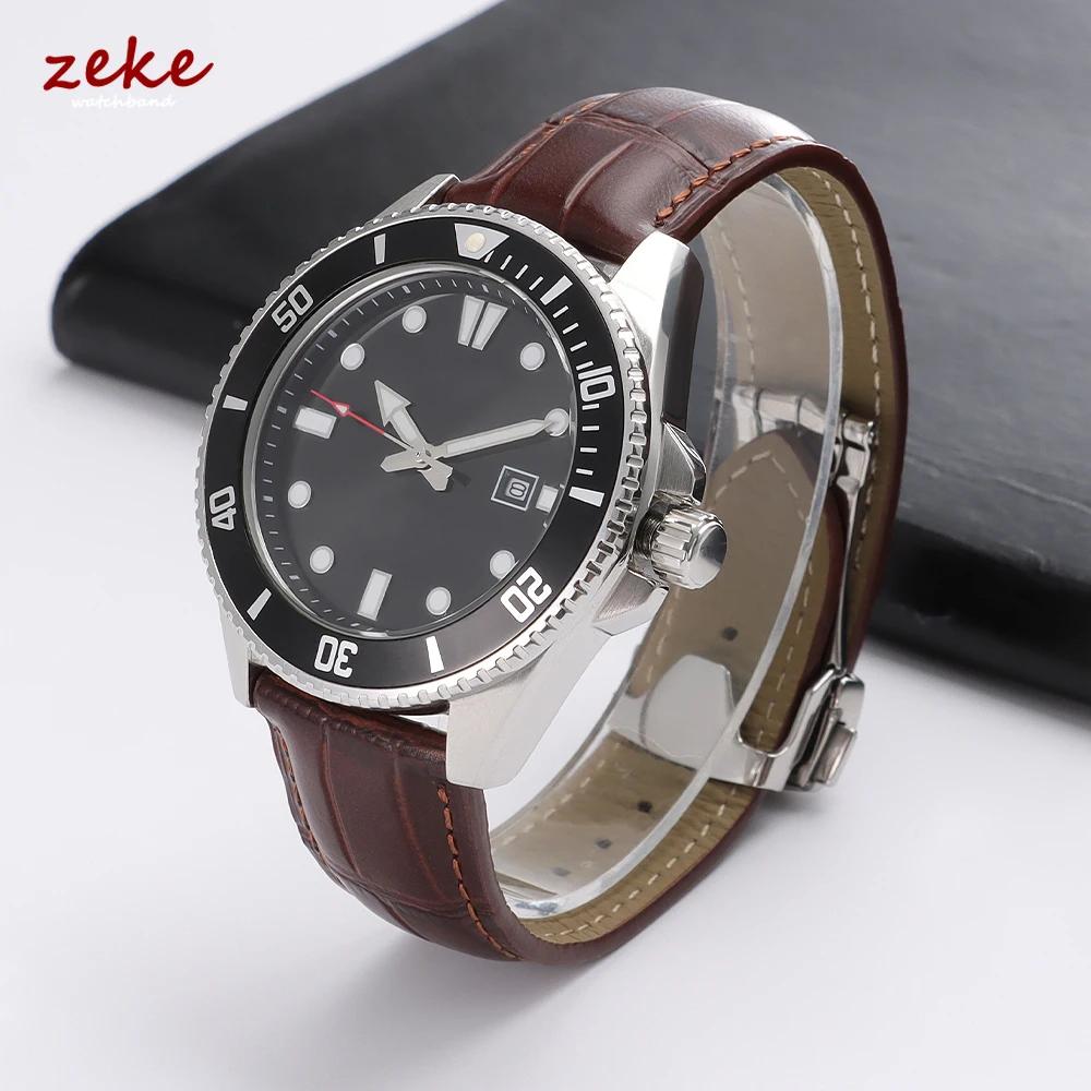 Ремешок для часов Omega Seamster из высококачественной кожи, ширина 19 мм, ширина 20 мм, ширина 21 мм, ширина 22 мм, застежка-бабочка из цельной стали, бамбуковая кожа.