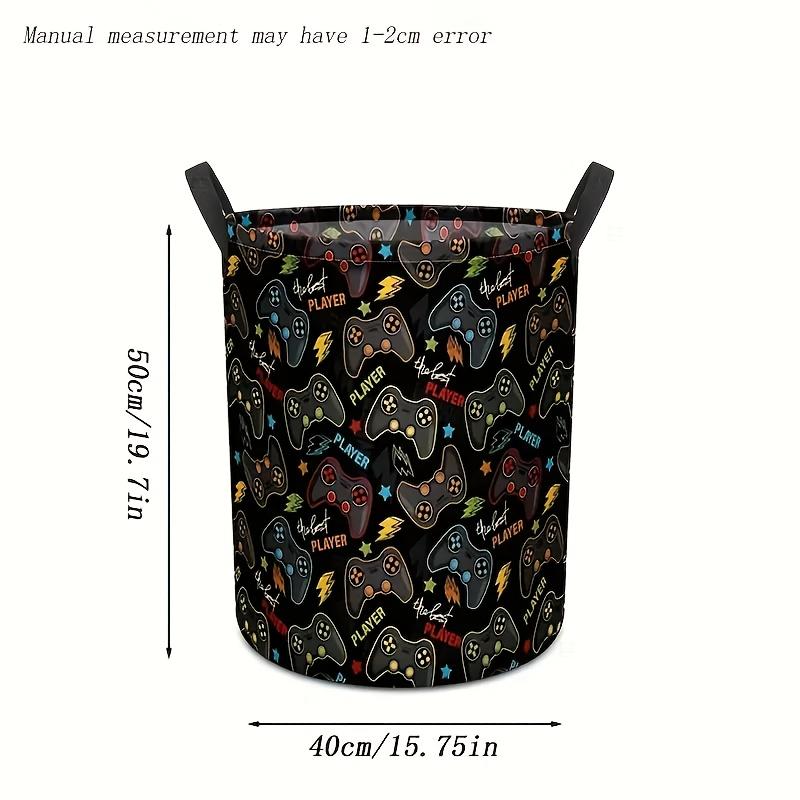 1 шт. Большая складная черная корзина для хранения с ручкой, тканевая корзина для грязного белья с рисунком геймпада для дома