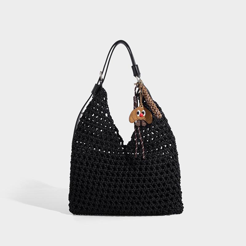 Hand-woven Straw Bag for Women, Large Capacity, 2025 New Summer Style, Single Shoulder Crossbody, Beach Vacation Tote Bag