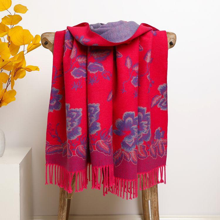 2024 Autumn And Winter New Thickened And Extended Cashmere Scarf Versatile Women'S Warm Neck Protection Scarf Double Sided Scarf Shawl