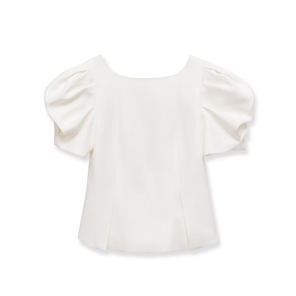 European and American style, new women's clothing, foreign style round neck bubble sleeves, short sleeves, split hem 2560036