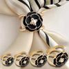 Fashion Women's 3 Size Shawl Ring Clip Scarves Fastener Camellia Pearl Silk Scarf Buckle Brooch Wedding Jewelry Classic Gift