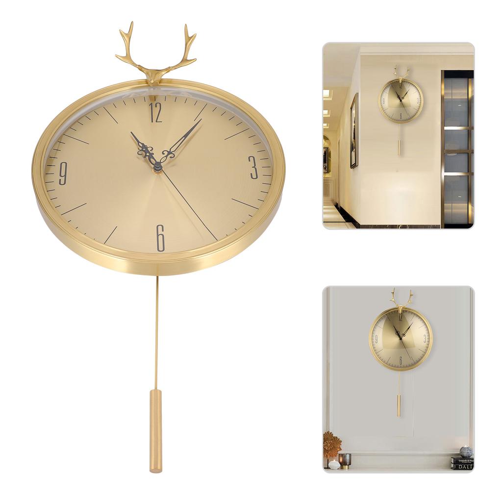 KR‑83002E Маленькие маятниковые часы с рогами из латуни, настенные часы для офиса, спальни