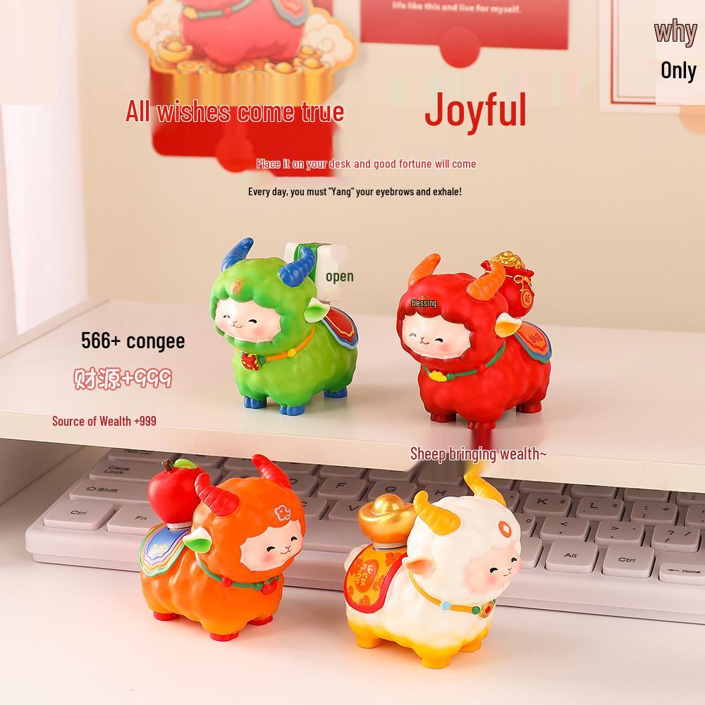 Фигурка из смолы «Богатый Барашек» Spin-and-Win: Креативное настольное украшение 'Год Овцы' по знаку Зодиака