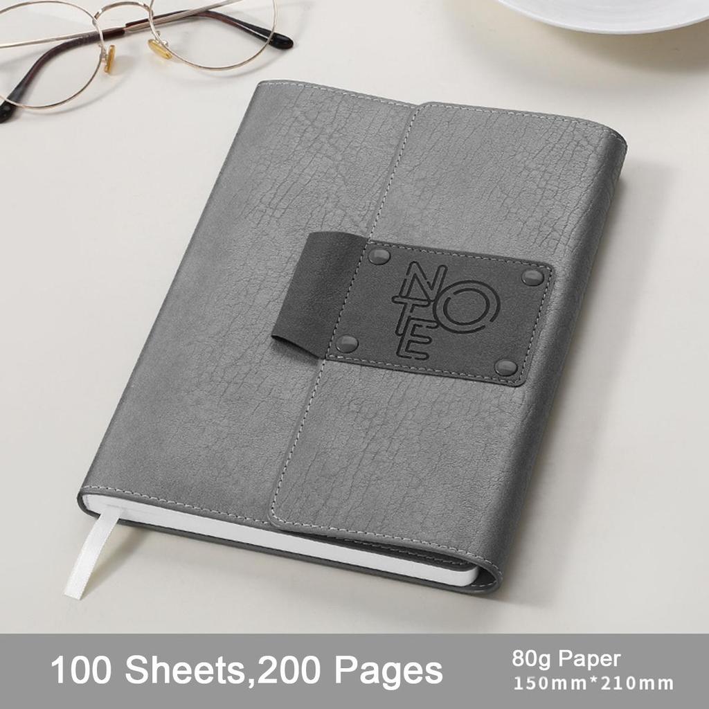 A5 Leather Student Subject Notebook, Thick Diary, Buckle Work Notebook, Business Meeting Record Book, Excerpt Book, Lined Pages, Travel Diary