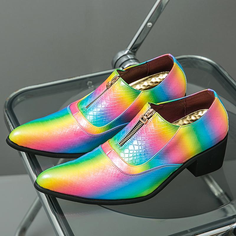 Высококачественные мужские свадебные туфли, туфли на высоком каблуке, роскошные туфли для вечеринок, модные цветные туфли с острым носком, бесплатная доставка