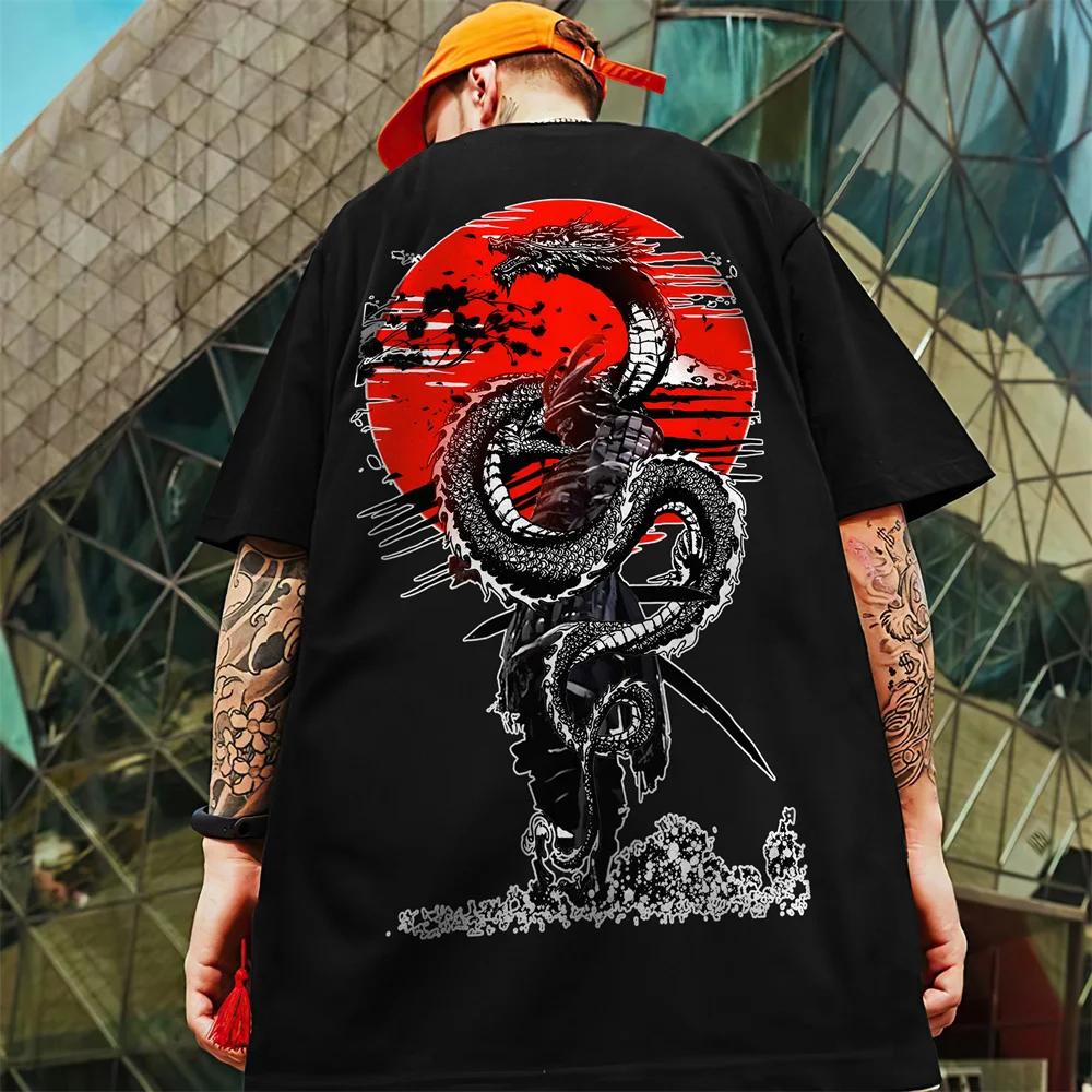 Новая мужская футболка с принтом 3D Bushido, футболка с коротким рукавом для мужчин, ретро-трендовая мужская одежда, свободные футболки большого размера, топы в стиле хип-хоп