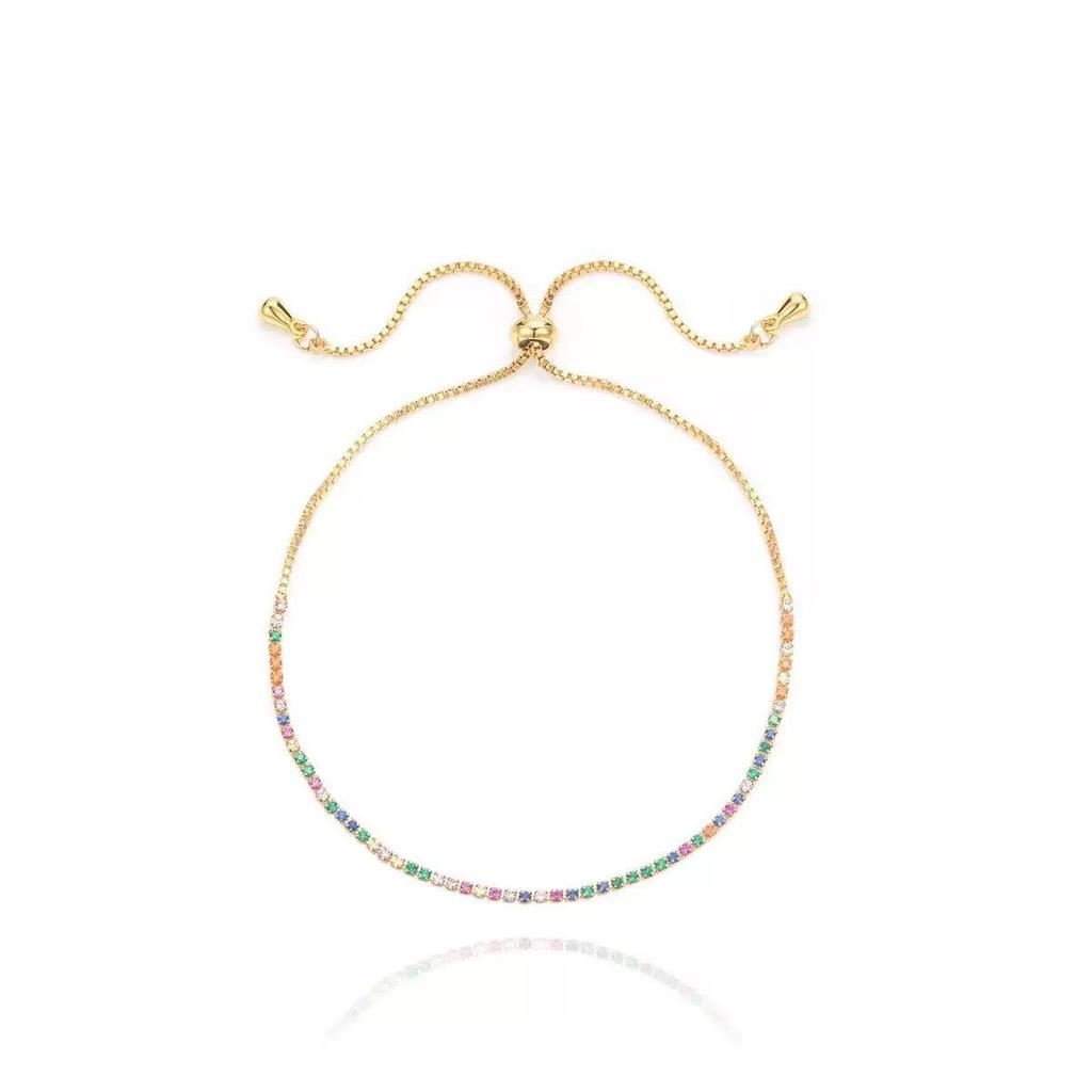 Изысканный браслет с паве из цирконов с золотым покрытием и усовершенствованной выдвижной конструкцией