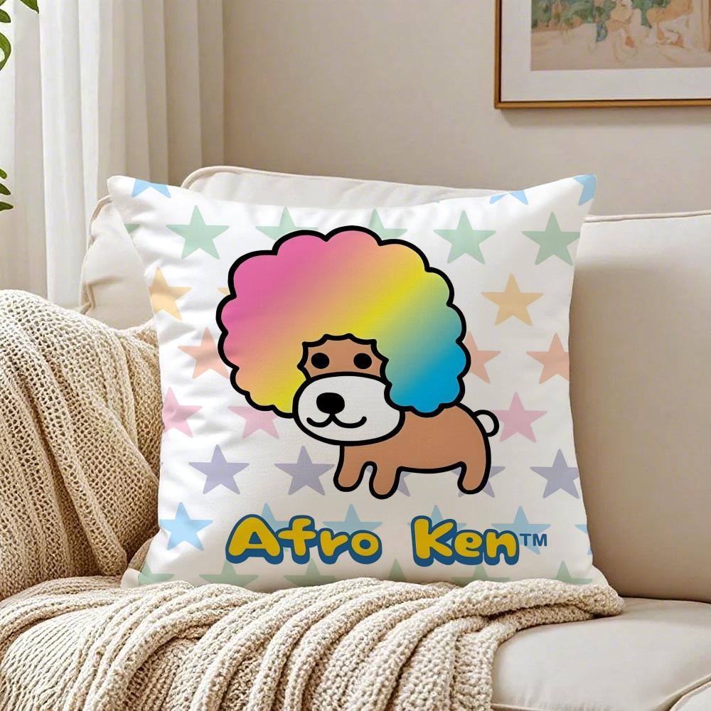 Cute Funny Japan AAfro KKen Cushion Cover Linen Pillowcase Soft  for Sofa Bed Home Room Decor