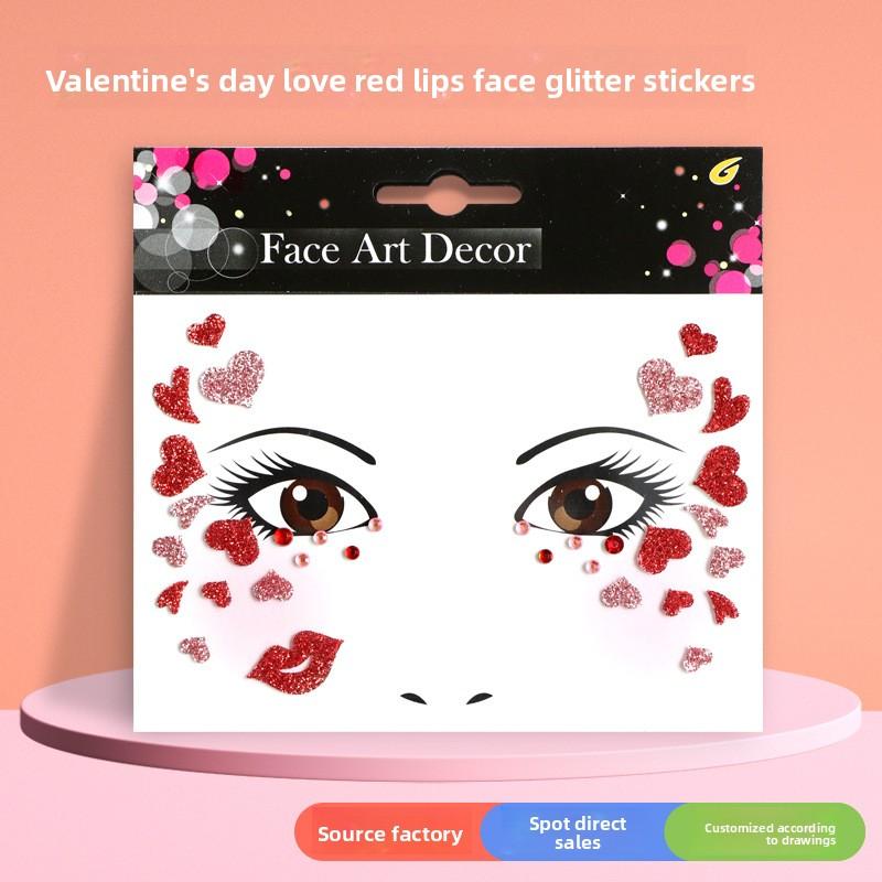 Glitter Face Art Stickers, Self-Adhesive Face Decor Decals for Halloween, Carnival, Festival and Party Makeup