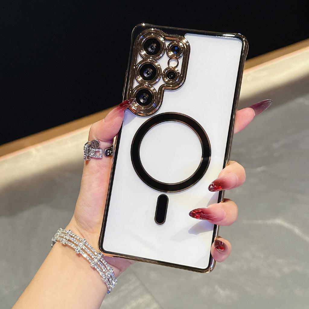 Для Samsung Galaxy S25 Ultra Магнитный чехол Гальванизированный 2,0 мм Акриловый ТПУ Задняя крышка телефона