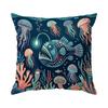 1,4 Pcs Abstract Marine Organisms Single-Sided Printed Pillowcase Cushion Cover,Suitable For Living Room,Bedroom,Car Decoration