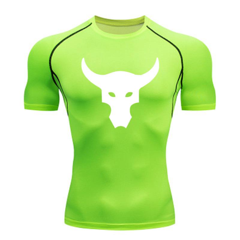 Футболка премиум-класса Quick-Dry Bull Head — дышащая ткань для бега и тренировок на свежем воздухе | Минималистичный черно-белый дизайн | Тренд в области фитнеса в Европе