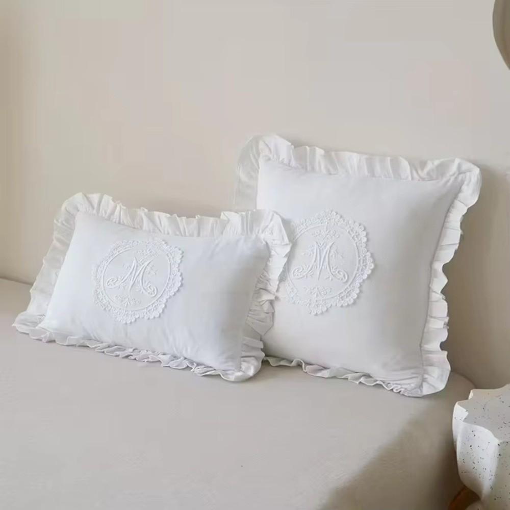Washed Material Pillow Cover French Lace Bedroom Pillow Shell Comfortable Cushion Cover