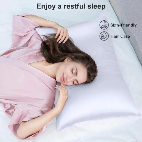 1 пара наволочек, гладкий искусственный шелк, однотонная застежка-молния, атлас, предотвращает поломку пушистости, наволочка для спальни, гостиной, дивана, наволочка