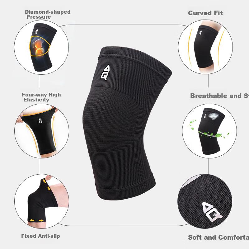 AQ Professional Sports Knee Brace for Running, Climbing, Basketball, Badminton, Meniscus Protection, Black And Blue, 10502M, Single Pack