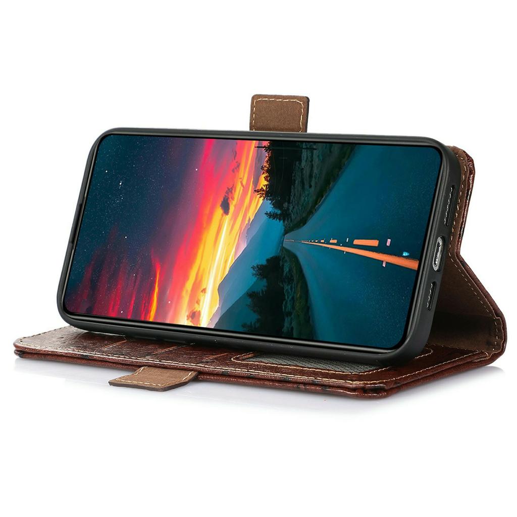 For Sony Xperia 1 VII Case RFID Blocking Genuine Cow Leather Phone Case Ostrich Texture