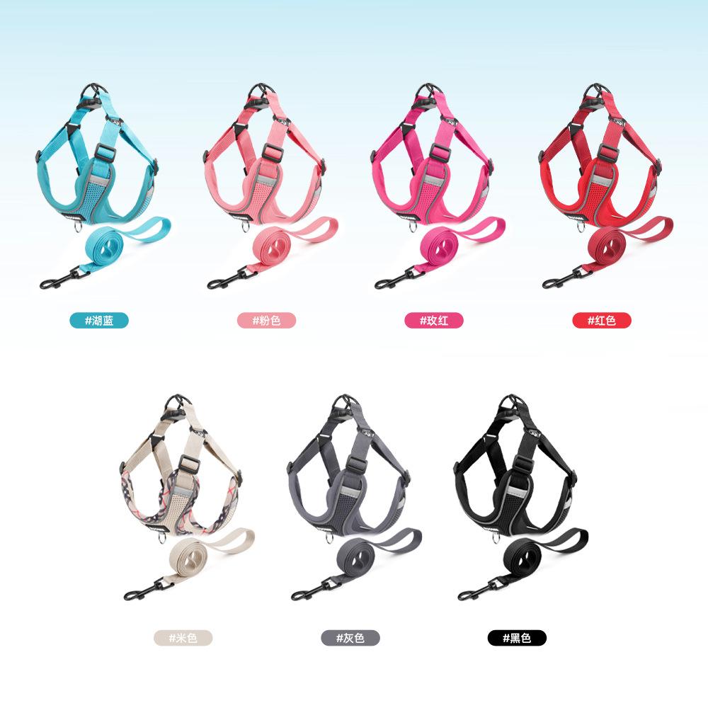 Новый нагрудный ремень для собак со встроенным фонариком, снижающий нагрузку, поводок для выгула собак, можно повесить жетон, светоотражающий поводок для домашних животных