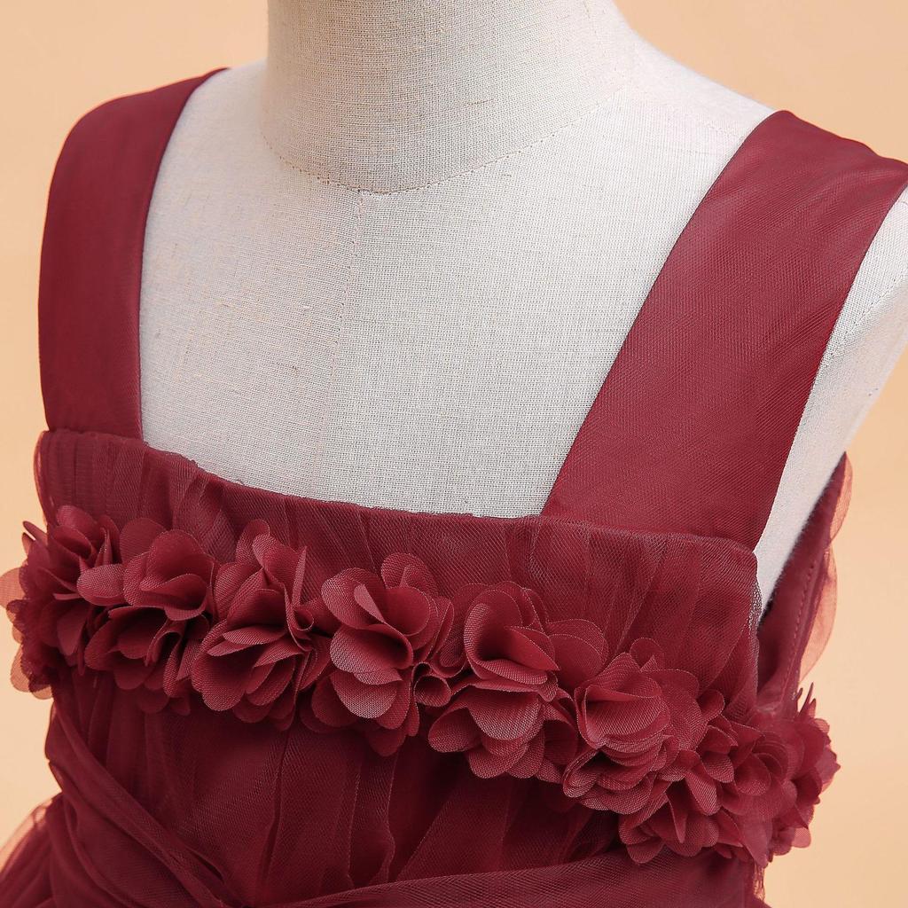 Кружевные платья для маленьких девочек-подростков, свадебные вечерние бальные платья, элегантные церемониальные костюмы с вышивкой, платье принцессы для дня рождения