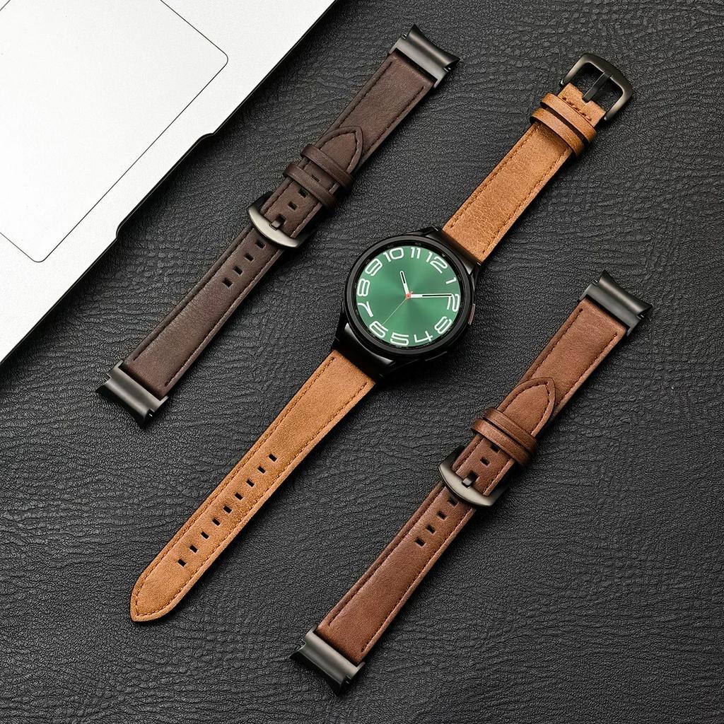 Кожаный ремешок без зазоров для Samsung Galaxy Watch 7 6 5 4 40мм 44мм Браслет для Galaxy Watch 6Classic 43 47мм 5Pro 45мм