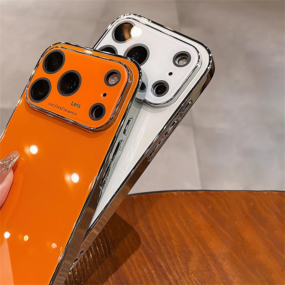 Original Glass Window Case For iPhone 17 16 15 14 13 12 Pro Max Air Shockproof Plating Armor Glossy Lens Protection Cover