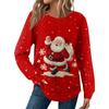 Женская мода Рождественский свободный топ с длинным рукавом и круглым вырезом