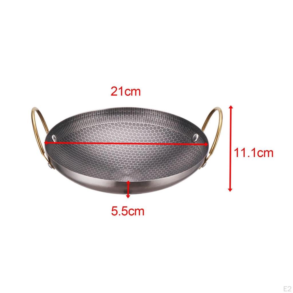 Прочная сковорода-вок из нержавеющей стали с двойной ручкой, посуда, кухонная утварь для жарки на каждый день