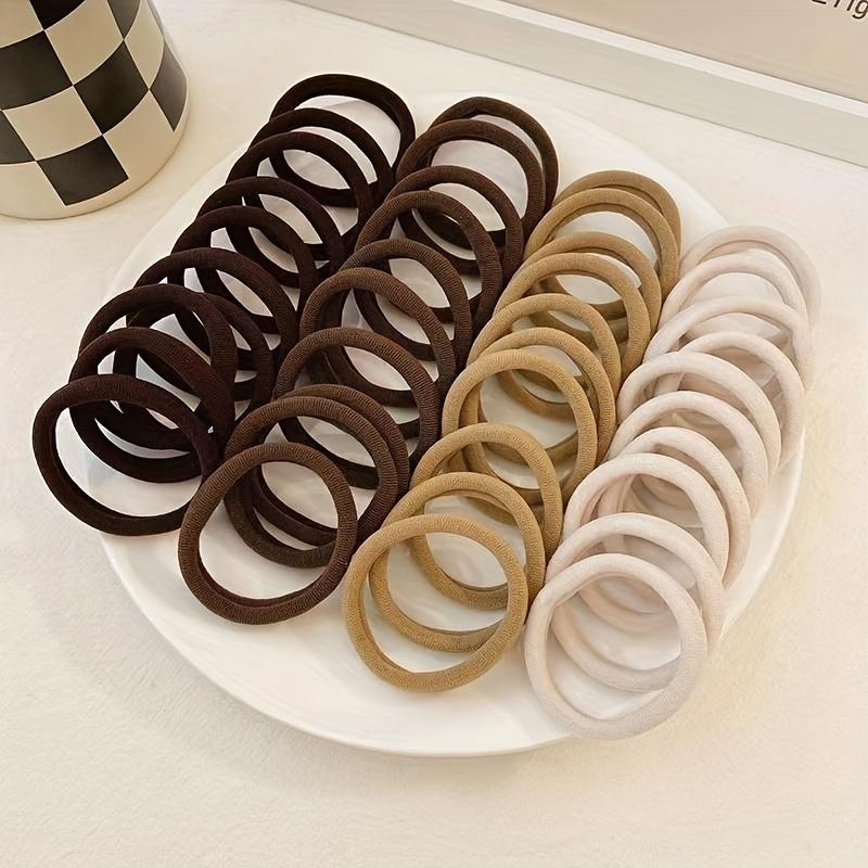 50/100pcs Boho Seamless Elastic Hair Ties-Thick Comfortable & Durable Ponytail Holders for Women - Solid Hair Accessories