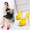 Slippers Women Summer 2024 New Black High Heels 13 CM  Color Club Sexy High Platform Thin  Party Girl Show Sandals  Size 34-43