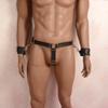 Warmtrees SM Goods Chastity Belt PU Chastity Pants Belt Stainless Steel with Long Chain Bondage Harness Restraints Adjustable Sexy Underwear for Men