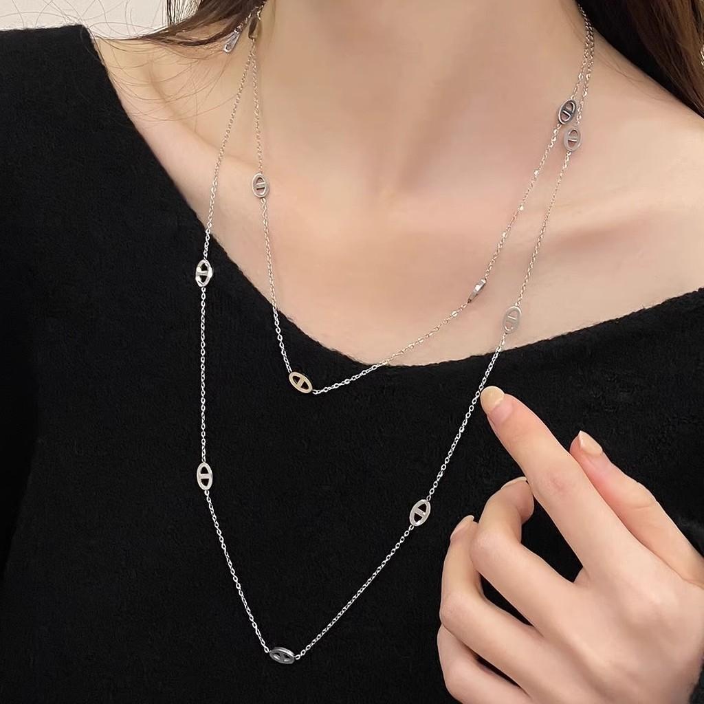 Современное колье-чокер из титановой стали длиной 120 см для женщин в милом корейском стиле