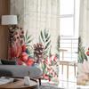 Christmas Poinsettia Berry Curtains For Living Room Bedroom Home Decoration Window Voile Tulle Curtain Drapes