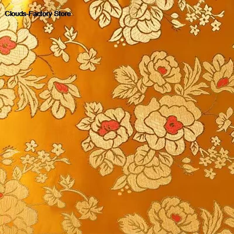 Жаккардовая парчовая ткань на метры для платья ципао, одежды, сумки, наволочки, DIY шитья, гладкая, мягкая, с цветочным узором, вышивка, ткань, красная