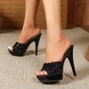 Женские сандалии на платформе, новые летние модные шлепанцы, универсальные пикантные туфли на высоком каблуке-шпильке 13 см 15 см LFD-1099-C2