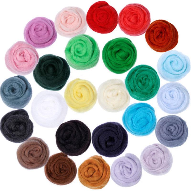 38 Colors Felt Craft Felting Wool Fiber Felt Fabric Felting Pack DIY Handmade Toys 5g/10g/20g/50g