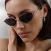 2Pcs Luxury Small Cat Eye Metal Sun Glasses Female Man Brand Designer Eyeglasses Outdoor Traveling Simple Style Sunglasses