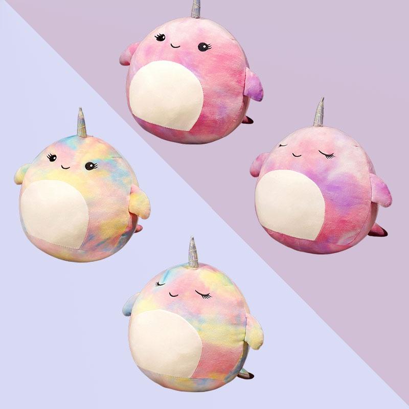 Squishmallow Мультяшная Подушка-Кит Плюшевая Игрушка Коллекционная Из Эластичного Кристального Вельвета Фиолетовая/лавандовая Маленький/большой Размер Набивка ПП Хлопком