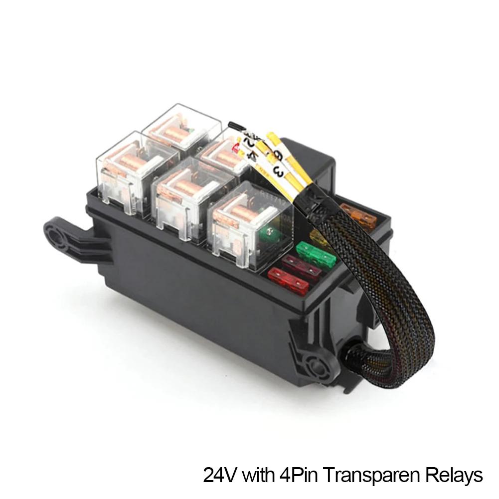 Автомобильный 12 В/24 В релейный блок с 6 слотами, релейный блок с 6-контактным предохранителем ATC/ATO, блок предохранителей с комплектом из 6 реле