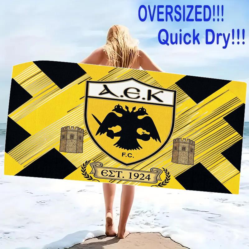 Пляжное полотенце с принтом AEK FC, большое, мягкое, быстросохнущее, для пляжа, кемпинга, плавания