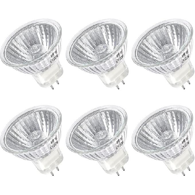 MR16 Halogen Bulb 20W Dimmable 12V GU5.3 Bi Pin Base Spotlight with Long Lifespan, 2700K Warm White MR16 Bulbs with Clear Glass Cover for Landscape,