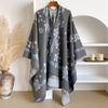 Elegant Floral Vintage Jacquard Oversized Shawl Cloak Soft Warm Imitation Cashmere Scarf For Autumn Winter