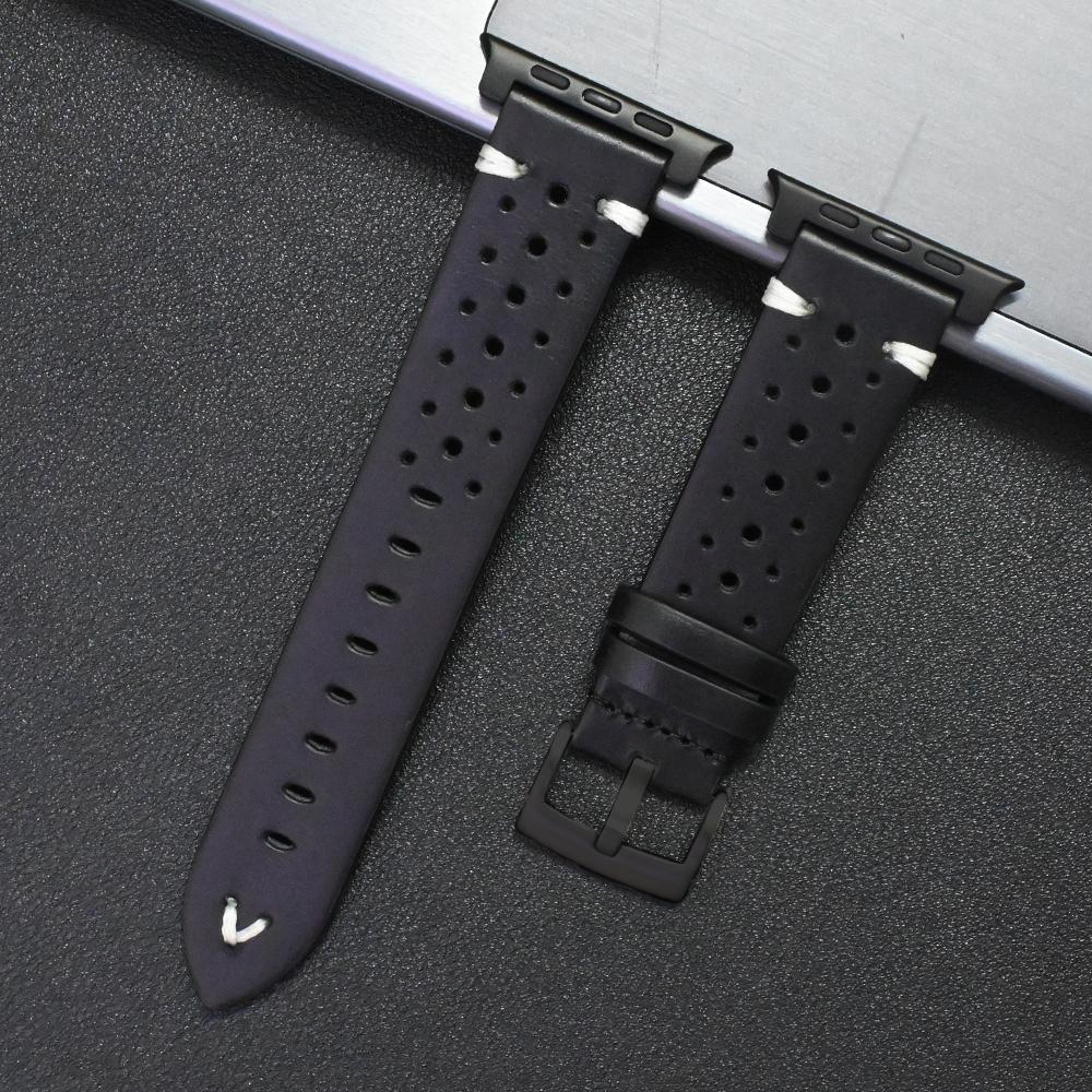 Натуральная кожаный ремешок для Apple Watch Ultra 3 2 1 49mm Серии 11 10 46mm 9 8 7 45mm Титановый ремешок IWatch 6 5 4 Se 3 44mm Correa