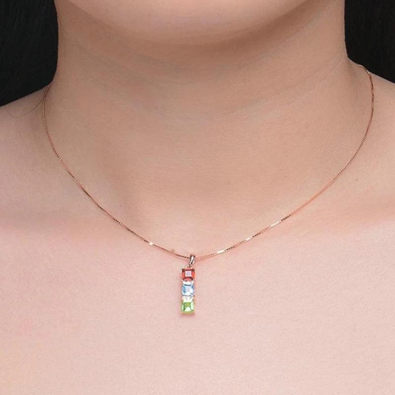 Ожерелье Huitan Rose Gold Color для женщин, яркие цветные циркониевые подвески, аксессуары для помолвки, шикарные нежные ювелирные изделия, подарок