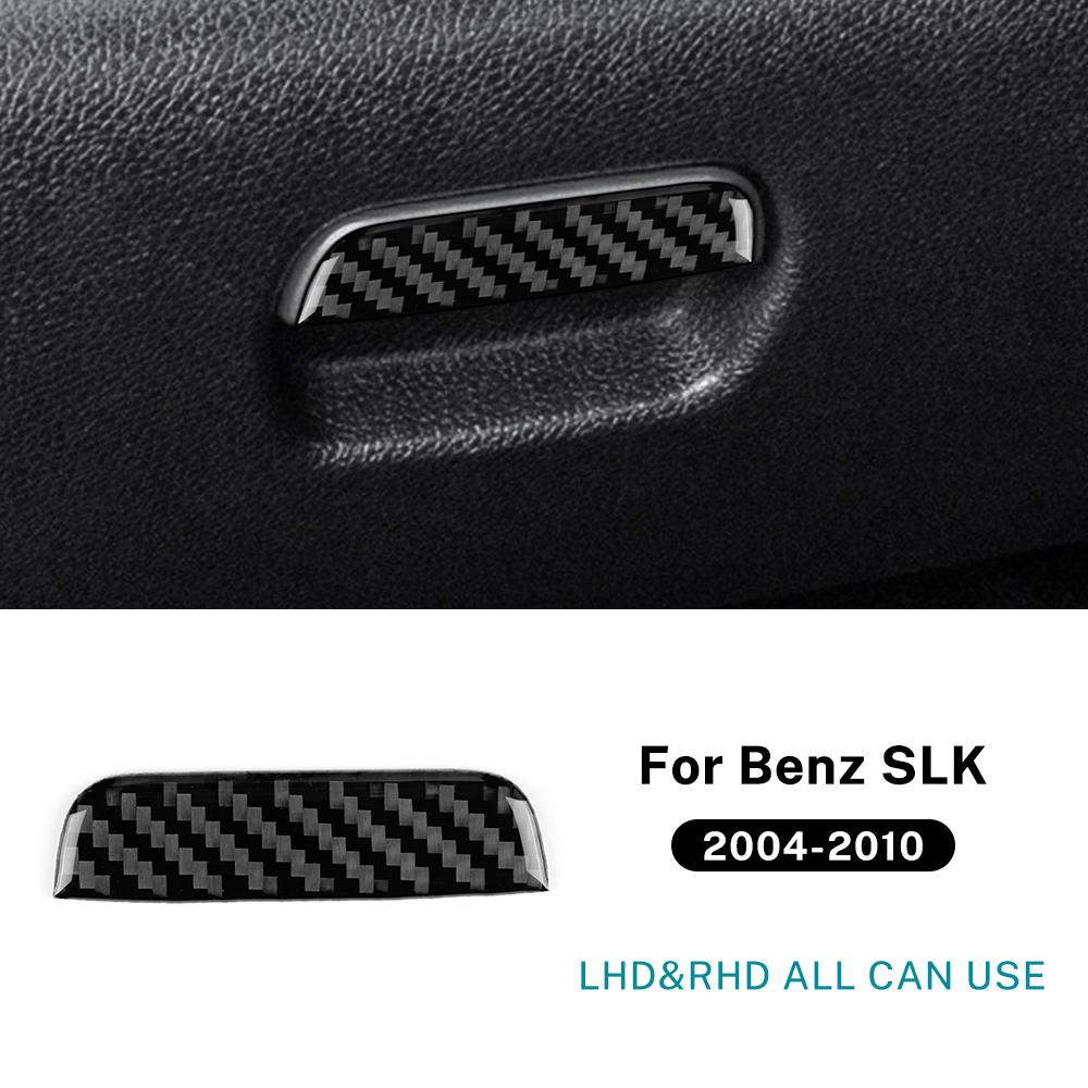 Real Soft Carbon Fiber Trim Passenger Storage Box Switch Sticker For Mercedes Benz Slk R171 2004 2005 2006 2007 2008 2009 2010