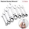 1Pcs 6-19mm Ratchet Socket Spanner Reversible Combination Nut Repair Tool New Stubby Single Wrench