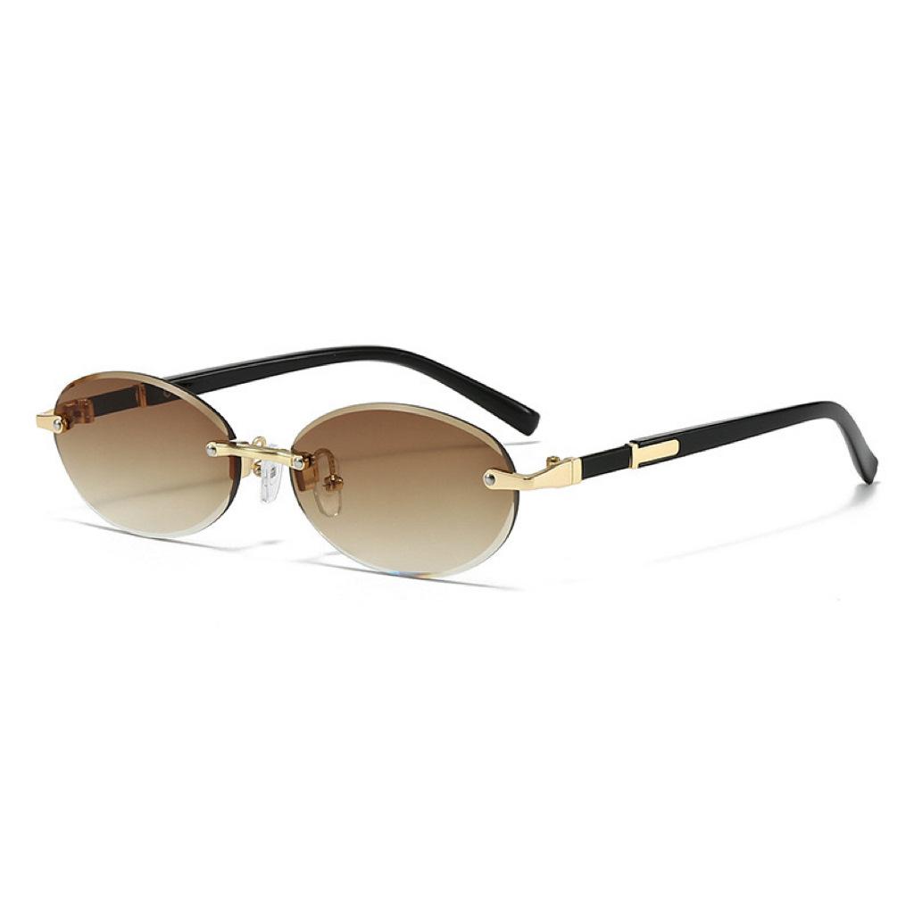 Солнцезащитные очки без оправы Овальные Модные Популярные Женские Мужские Оттенки Маленькие Эллипсовидные Солнцезащитные очки для Женщин Мужчин Вечеринка Путешествия Oculos