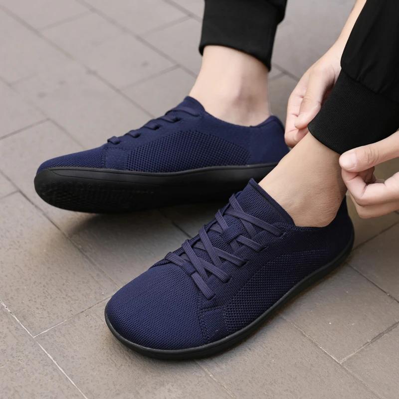 Minimalist Shoes for Men Women Wide Toe Barefoot with Loose and Casual Mesh Breathable Lightweight Black and White Sports Shoes