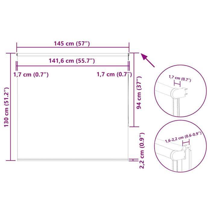 VidaXL Blackout Roller Blind Coffee 145x130cm Fabric Width, Day and Night Blind, Kitchen Blind, Blind 4010981