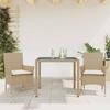 VidaXL Garden Dining Set and Cushions 3 Pcs Beige Rattan Glass 3278567